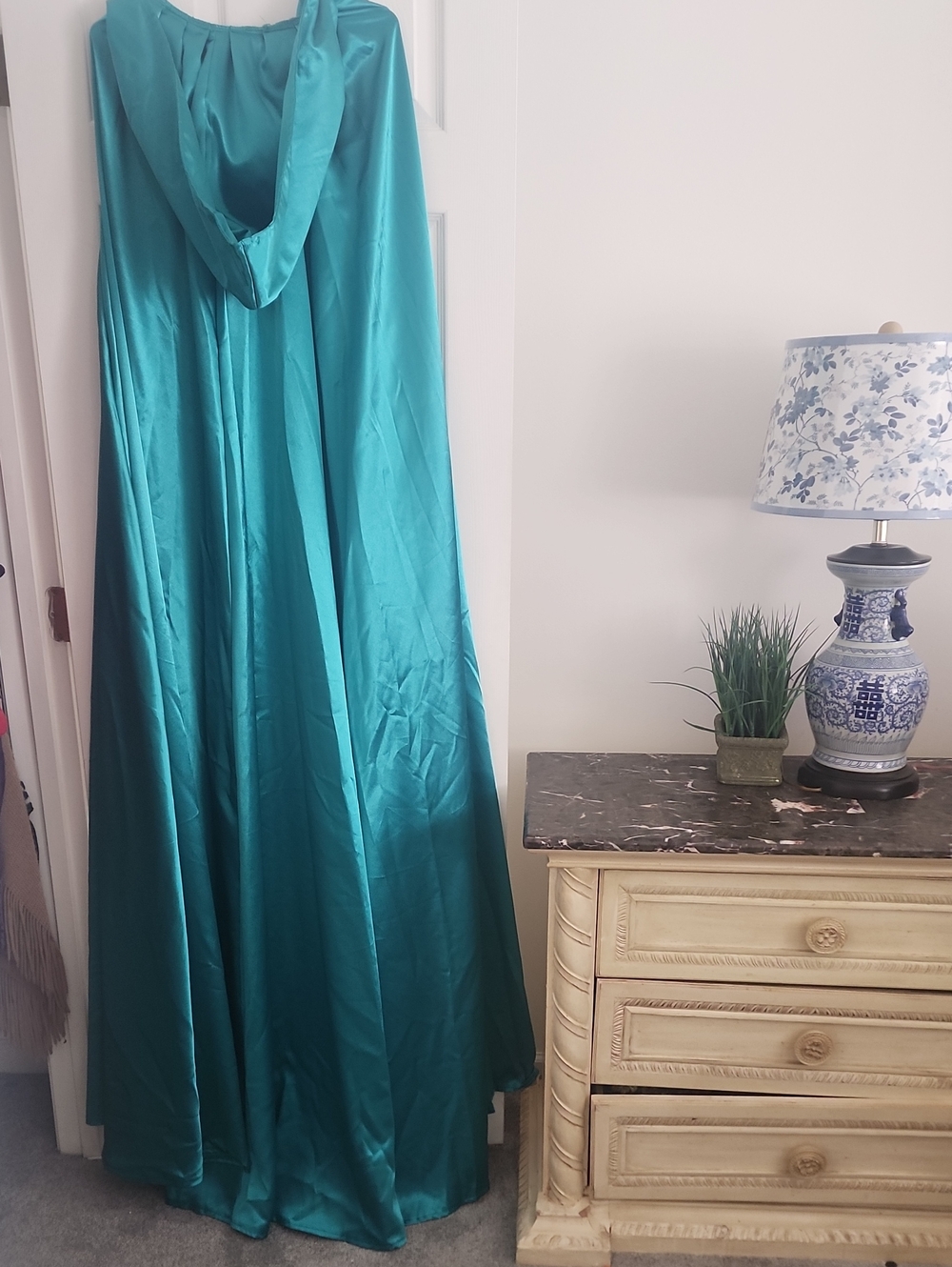 Teal Hooded Satin Accent Throw - Home Accents